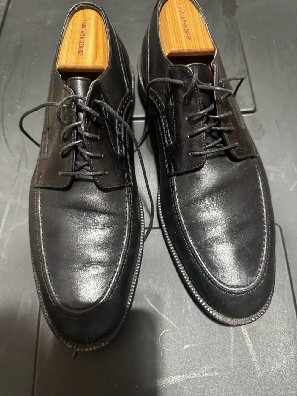 Johnston & Murphy Black Leather Derby Shoes